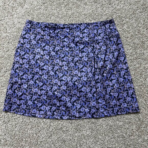 J.Jill Fit Womens Sz M Petite Performance Knit Skort Floral Print Purple - Picture 2 of 7